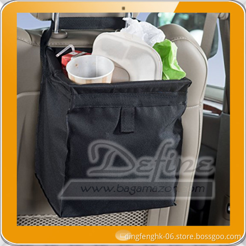 Black Leakproof Hanging Car Trash Bag with Frame Closure